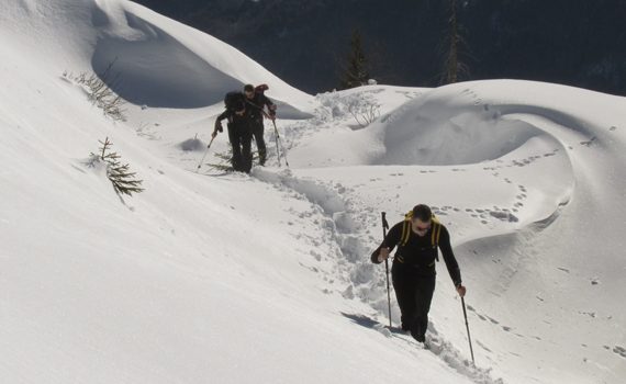 Escursionisti sulla neve